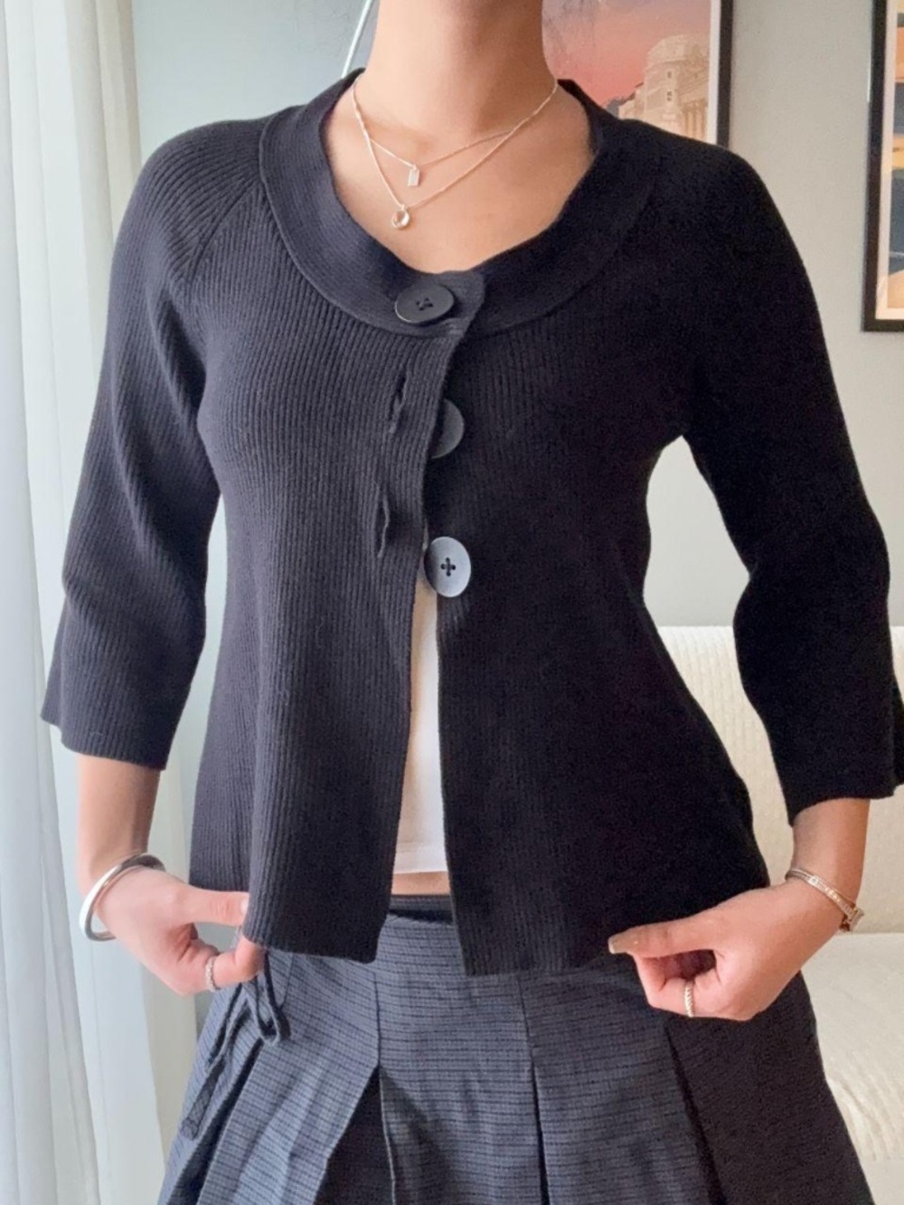 ♡ Babydoll Cape Style Cardigan with Top Button Detail ♡